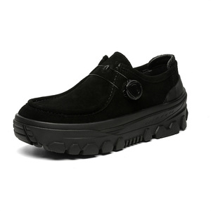 Zapatos de tacón bajo para hombre, mocasines de gamuza vintage de tacón bajo que aportan comodidad para su uso, ideales para el uso casual en invierno. - Product Image 6