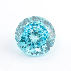 7A CZ Stones Synthetic Cubic Zircon Aquamarine Round Hundred Cut Pasta Diamond Wholesale Price For Ring Earrings
