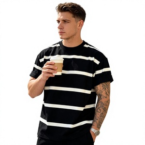 Camiseta de Manga Corta para Hombre, Talla Grande, Teñida con Hilo, a Rayas, Cuello Redondo, Informal, de Punto, Corte Regular, Antiarrugas, Diseño Estampado - Product Image 6