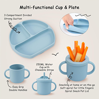 Ensemble de vaisselle de salle à manger pour enfants personnalisé comprenant des bavoirs pour bébé et une cuillère/fourchette en silicone pour l'alimentation et le repas