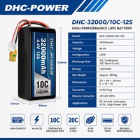 DHC-POWER 44.4V 12S 32000mAh 10C FPV Paket Baterai LiPo Tugas Berat 1420.8Wh untuk Baterai dengan Kepadatan Energi Tinggi