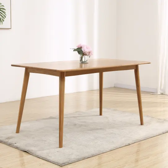 Katı ahşap modern beyaz meşe yuvarlak ayaklı yemek masası