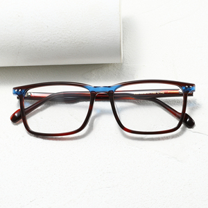 Gafas Rectangulares de Montura Completa, Color Rojo y Azul Sólido, Anti-Luz Azul, Unisex, para Adultos, Uso Diario, Monturas para Corrección de la Visión - Product Image 1