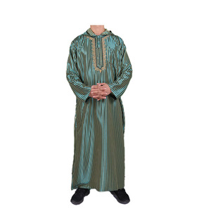 Thobe Marocchino a Maniche Lunghe Lucido con Cappuccio per Adulti, Design Jalabiya Africano - Product Image 1