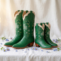 Bottes de cowboy pour homme, bottines à talon haut avec fermeture éclair latérale, chaussures habillées confortables pour mollets larges, chaussures faites à la main, nouveau design de bottes pour fille