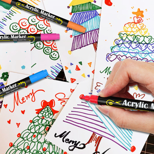 Nuovi Pennarelli Acrilici a Doppia Punta in 24 Colori, con Punta Media e Punta Fine da 1mm, Ideali per Pittura su Roccia e Ceramica - Product Image 5