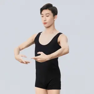 Justaucorps et body de danse classique pour hommes adultes avec débardeur et pantalon à coupe carrée