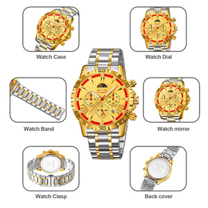 Men's round chronograph <b>watch</b> Luxury stainless steel wristwatch 30M waterproof quartz <b>watch</b> - Product Image 2