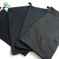 Sac à lunettes portable noir à cordon de serrage de haute qualité avec impression de logo personnalisé, pochette en microfibre pour le rangement des lunettes