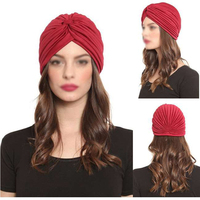 Gorro Turbante Anudado Personalizable al por Mayor para Mujer, Sombrero Indio Elástico de Fibra de Poliéster Liso para Quimioterapia y Cáncer, Venta Caliente