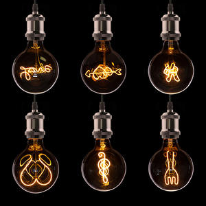 Ampoule LED vintage Edison à filament souple, forme de lettre Love Home, lampe décorative, filament incurvé, ampoule LED G125 E27 4W, globe - Product Image 3