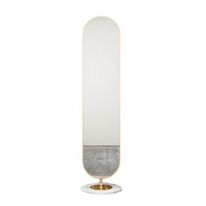 Miroir sur pied LED grand format personnalisé en métal doré 2025, meuble décoratif de luxe pour salon, idéal pour les mariages - Product Image 1