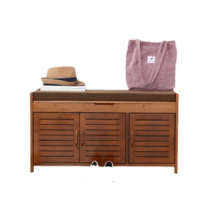 Bamboo Entryway <b>Shoe</b> Cabinet With Seat 60Cm 90Cm Dustproof <b>Storage</b> For Home Use - Product Image 5