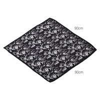 Foulards carrés en mousseline de soie de style rétro imprimés de fleurs de 90x90cm pour femmes musulmanes Hijabs en mousseline de soie plissée rose noire châles