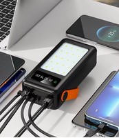 Batterie externe 80000mah/100000mah haute capacité, charge rapide 22.5w, câbles intégrés, station d'alimentation avec lampe de camping