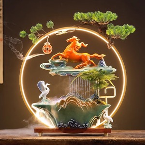 2025 fontana decorazione incensiere Zen Buddha porta mani con luci Led luce riflusso cascata bruciatore di incenso - Product Image 2