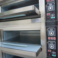 Four à sole commercial à gaz, 3 niveaux, 9 plateaux, en acier inoxydable, pour la cuisson du pain et des pizzas en boulangerie, restaurant et hôtel