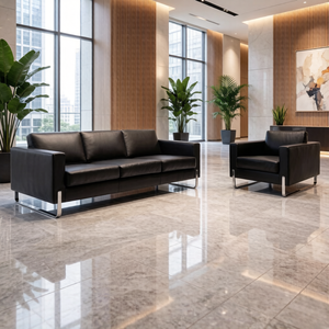 Sofá Ejecutivo <span class=keywords><strong>de</strong></span> Cuero <span class=keywords><strong>con</strong></span> Patas Metálicas para Oficina Moderna, para Oficina del Jefe, Sala <span class=keywords><strong>de</strong></span> Supervisores, Recepción, Múltiples Colores, Diseño Contemporáneo - Product Image 1