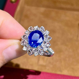 3.5Ct Natural Unheated Cornflower <b>Blue</b> Sapphire Ring 18K <b>Gold</b> Inlaid 46Pcs High‑Grade Diamonds Luxury Halo Women Gemstone Ring - Product Image 5