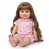Poupée Reborn Fille de 18 pouces en Silicone Platine, Faite à la Main, Peau Peinte à l'Huile par un Artiste, Douce au Toucher, Peut Faire le Bain, Cadeau de Noël