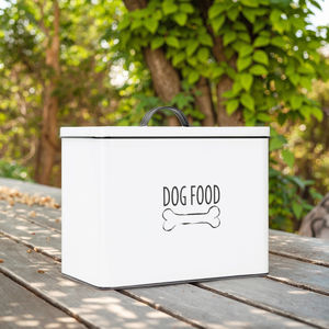 Büyük beyaz çiftlik tarzı Metal köpek maması saklama kabı sevimli dekoratif kapak ile evcil hayvanlar için yüksek kalite kedi maması Bin hediye - Product Image 1