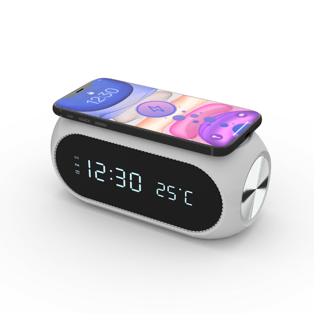 LED Digital Bedside Alarm Clock 3 in 1 Electronic Smart Table Clocks with Wireless Charger