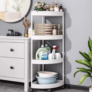 Toilet and Bathroom Shower Room No-Drill Storage <b>Shelf</b> Plastic Floor Triangle <b>Rack</b> for Washroom Dinnerware Type - Product Image 3