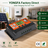 SuoRui PWM Solar-Laderegler 12V/24V LCD-Display Dual USB 10-30A 1500W Max PV-Leistung für Solarpanel-Systeme