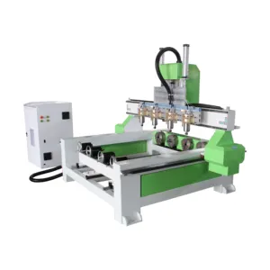 China Preço de Multi Cabeça Rotary 4 Eixo 3d Cnc Madeira Máquina Router 1325 Woodworking cnc router