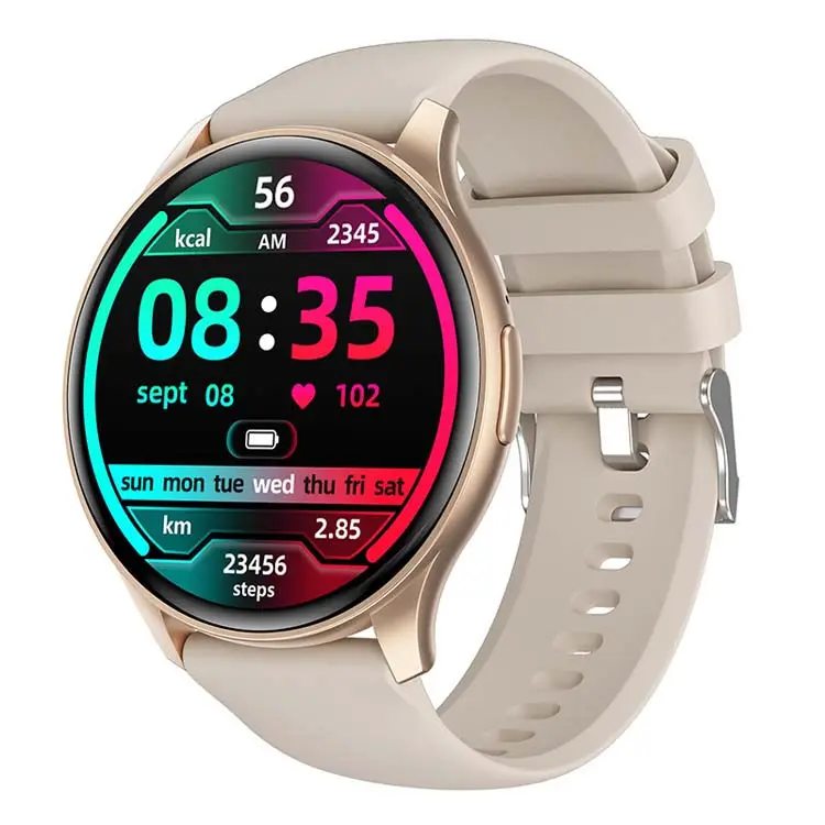 1.43 polegadas rodada smartwatch freqüência cardíaca BT chamada voz assistente passo contagem esportes relógio inteligente pulseira ZW60