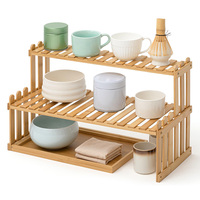 Support de rangement double détachable en bambou de qualité alimentaire pour station à matcha, plateau de service à thé de 13 pouces, organisateur de station à café pour bureau