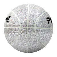 Ballon de basketball PSYCHE HF-7041 taille 7, argent brillant, en PU durable, pour entraînement en intérieur et extérieur