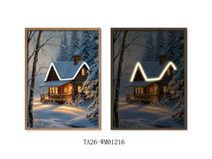 Impression lumineuse LED Néon Père Noël, Art Mural <span class=keywords><strong>de</strong></span> Noël, Impression LED Renne, Cloche <span class=keywords><strong>de</strong></span> Noël encadrée pour Décoration - Product Image 6