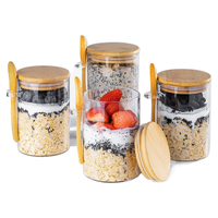 Bocaux en verre de 18 oz avec couvercles pour Overnight Oats, lot de 4, réutilisables, pour préparation de repas, certifiés LFGB, couleur et logo personnalisables