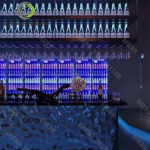 تصميم مخصص لطاولة بار مع خزانة عرض رخامية وكراسي، أثاث للنوادي الليلية والمقاهي والحانات، حل متكامل - Product Image 1