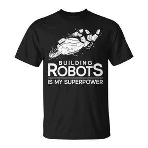 T-shirt d'ingénieur robotique sur le thème des superpuissances, vêtements promotionnels inspirés des super-héros - Product Image 1
