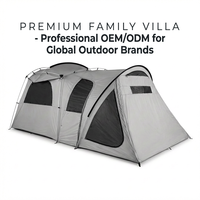 Tente tunnel de luxe 8 personnes 4 sections, grande tente de camping familiale, imperméable 5000 mm, coupe-vent, pour le glamping en Europe et aux États-Unis, pour l'extérieur