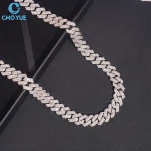 Hot Sale Men's 925 Silver Rhodium Plated Moissanite Cuban Chain <b>Necklace</b> Full Inlaid <b>Statement</b> Hip Hop Jewelry GRA Certified - Product Image 4