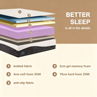 Maßgeschneiderte Komfort-Design Druckentlastende Gel-Memory-Foam-Matratze mit Waschbarem Abnehmbarem Bezug in Box