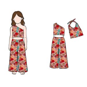 Conjunto de Pantalones de Campana y Top de un Solo Hombro B2 para Niñas, Lindo, de Color Sólido, Cómodo y Transpirable, Ropa de Bebé, Conjunto de Jersey de Nailon/Algodón - Product Image 6