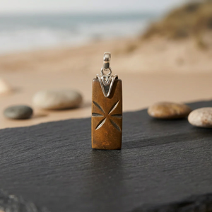 Modern Bohemian Women's Jewelry with Silver Carved Brown Pendant Gold Plated Natural Gemstone Religious Stone Charms - Product Image 3