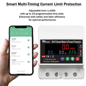 Rmshebei tuya cuộc sống thông minh có thể điều chỉnh Wifi ngắt mạch điện áp kỹ thuật số bảo vệ hiện tại kWh Meter 100A DIN năng lượng Meter trường hợp - Product Image 6