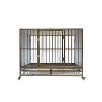 Cage pour chien en acier inoxydable, cage pour animaux à double porte, grande cage pour chien, clôture pour animaux avec quatre roues, porte coulissante en métal, chariot pour cage pour animaux