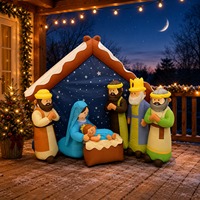 Crèche de Noël avec anges et LED intégrées, décorations gonflables pour fête de Noël, jardin, pelouse, extérieur, hiver