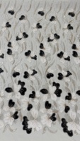 Tissu en dentelle perlée en gros, Tissu de luxe en dentelle de velours perlée, Tissu en dentelle de tulle à fleurs