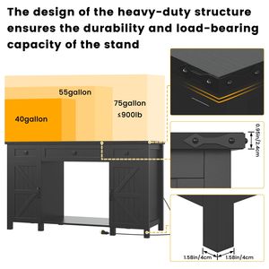 <span class=keywords><strong>ตู้</strong></span>เก็บของสแตนเลสทรงสี่เหลี่ยมผืนผ้าสีดำสำหรับตู้ปลา ทนทาน พร้อมช่องเสียบปลั๊กไฟ เหมาะสำหรับบ้าน สำนักงาน <span class=keywords><strong>ตู้</strong></span>เลี้ยงเต่าและสัตว์เลื้อยคลาน - Product Image 5