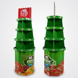 一加定制可折叠瓦楞纸板展示架现代超市商店促销广告纸地板托运人 - Product Image 3