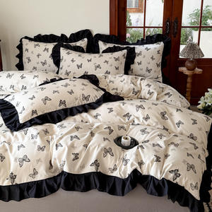 Ensemble housse de <span class=keywords><strong>couette</strong></span> à volants King Size 100% coton housse de <span class=keywords><strong>couette</strong></span> gothique noir <span class=keywords><strong>papillon</strong></span> imprimé housse de <span class=keywords><strong>couette</strong></span> avec fermeture à glissière - Product Image 3