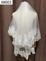 LUOXIN New White Simple Wedding Lace Veil Bridal Two Layer Veil Short Tulle With Comb