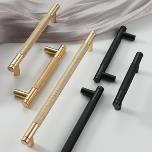 Poignée de porte d'armoire en alliage d'aluminium en forme de T, design minimaliste or noir, quincaillerie de meubles durable - Product Image 3
